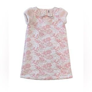 JANIE AND JACK Size 12 Girls Pink Brocade Dress Faux Fur Cap Sleeves